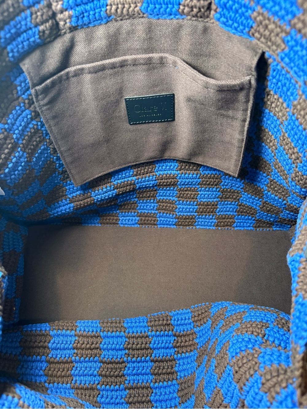 NEW Clare V Summer Simple Tote in Blue and Chocolate - Picture 4 of 9